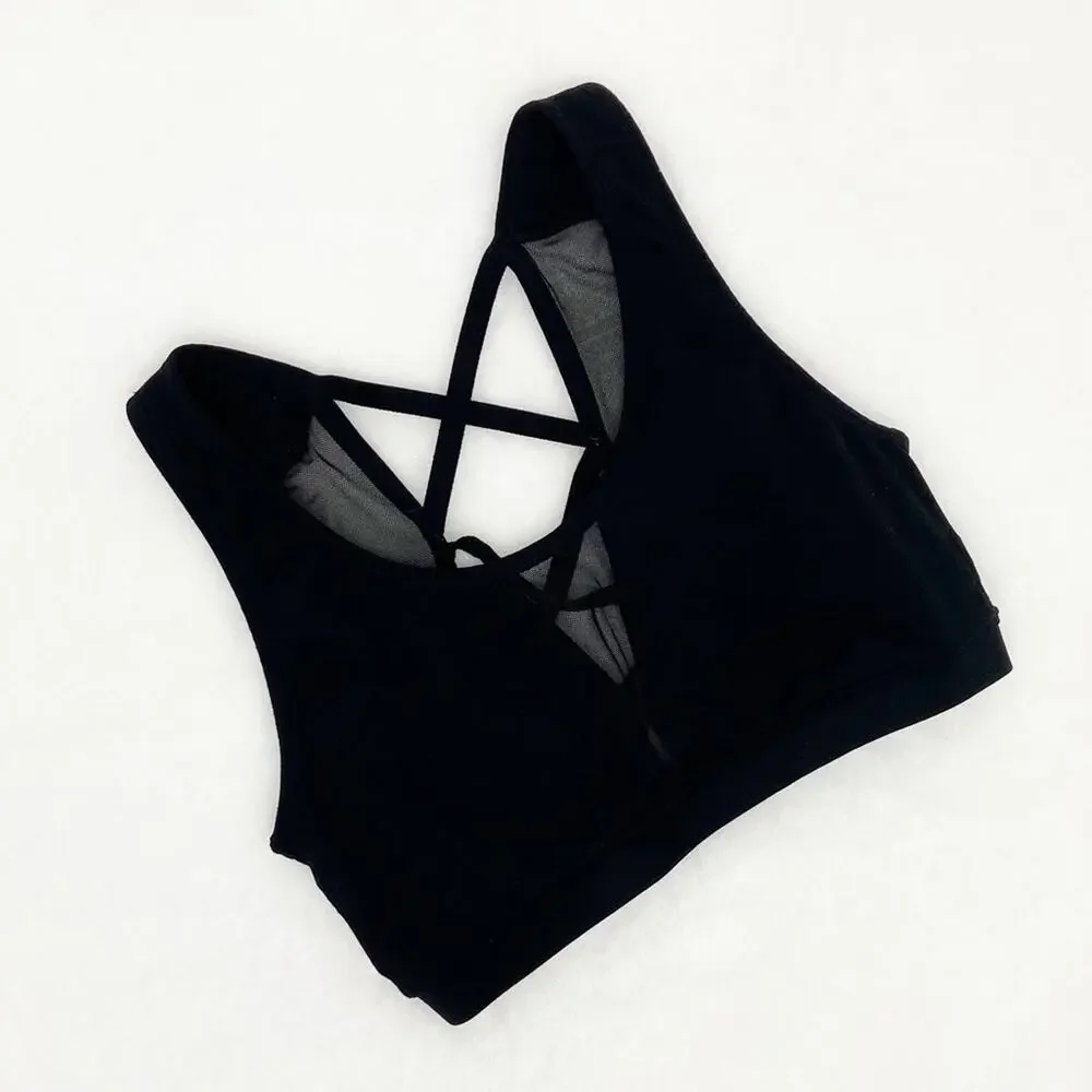 BKE Criss Cross Sports Bra Small Black